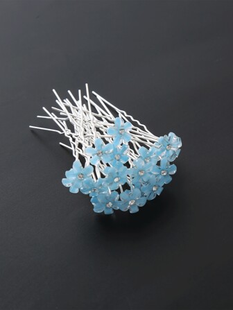 20pcs Women's New Style Flower Multi-Color Bridal Hair Accessories, Including Hairpin, U-Shaped Hair Fork, Hair Stick, Suitable For Daily Life, Casual Wear, Weddings, Back To School, All Match Headwear For Bun Hairstyle. Valentine's Day Valentines