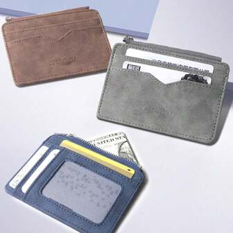 Nuevo monedero corto mate estilo coreano para hombres con bolsillo con cremallera para monedas, portacartillas de múltiples tarjetas, tarjetero, billetera, pequeña billetera de hombre