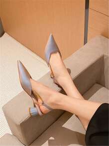 Elegant Mid-Heel Sandals For Women, Matched With Skirts, Fashionable And Versatile Pointed-Toe Shoes For Summer 2024