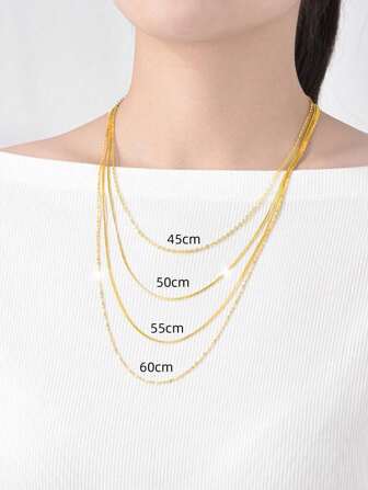 925 純銀女式毛衣項鍊,細長時尚鏈條,鍍 18k 金