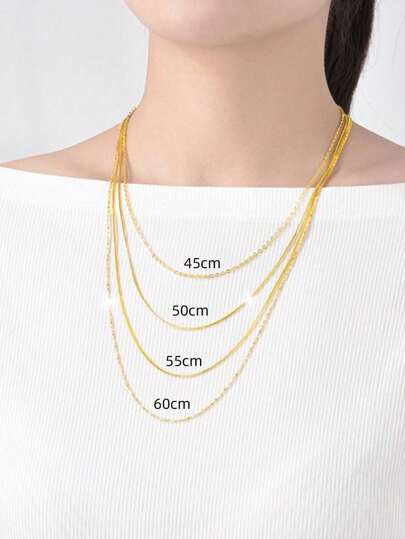 925er Sterling Silber Pullover Halskette Für Frauen, Schmale Und Lange Modische Kette, 18 Karat Vergoldet