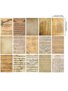 30 hojas de Papel de partitura musical antigua, material de papel estacionario artístico retro decorativo para álbumes de recortes de la serie de cartas antiguas