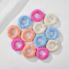 12pcs Solid Fuzzy Hair Tie Cute - Multicolor - View 1