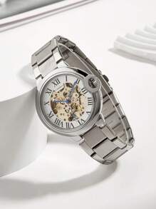 一款全自动机械不锈钢表带男士手表，镂空表盘，经典时尚，适合送给 Balloon BLEU 的礼物 - 白色 - 查看 10