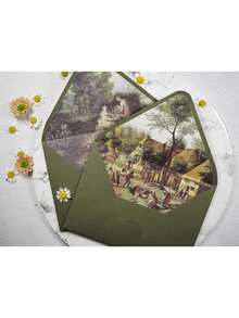 10pcs Vintage Oil Paintings Envelopes And Stationery Set - Oil Painting 2 - View 2