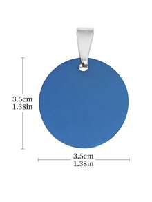 1 pièce Étiquette d"animal de compagnie personnalisée anti-perdue en forme de cercle bleu grand taille, gravée avec le nom, le numéro de contact ou l"adresse de l"animal domestique à l"arrière, convient aux grands, moyens et petits chiens - Bleu azur - Voir 2