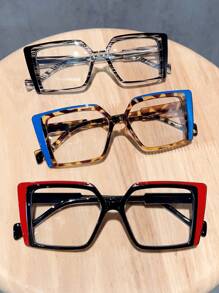 1pc Women's Fashionable Square Eyeglass Frame, Glasses, Face-Flattering, Skin-Enhancing