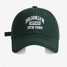 1 pièce Casquette de baseball à visière incurvée, design avec lettres brodées, convient pour une utilisation quotidienne au printemps et en été, style casual de rue