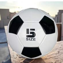 Un balón de fútbol clásico blanco y negro en talla 5, cosido a máquina, adecuado para entrenamiento, construcción de equipos y entretenimiento. - Blanco y Negro - Ver 1