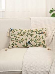 1 件喜鹊树枝提花枕套或腰垫，适用于卧室、客厅、沙发 - 彩色 - 查看 6