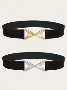 女性三角熱鑽扣彈性腰帶，適用於腰部裝飾服裝和西裝，簡約時尚且通用的腰帶 - 多色 - 查看 1