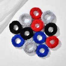 12pcs Solid Fuzzy Hair Tie Cute - Multicolor - View 2