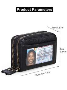 Casual Genuine Leather - Blocking Protection Sleek Coin Pouch & Card Holder Fashionable Clutch & Coin For Women Wallet Purse Wallet Small Wallet Rfid Wallet - Black - View 3