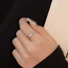 A "Good Luck" Sterling Silver Ring With Adjustable Size For Women, Designer Style Fashion Jewelry - White - View 2