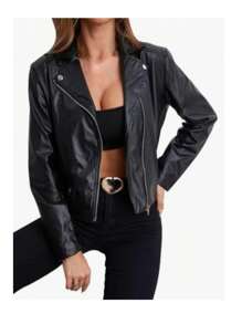chamarra negra vinil biker - Negro - Ver 1
