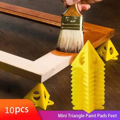 10pcs Pyramid Triangle Spray Painting Wood Board Support Stand With Plastic Cone Shaped Base Non-Slip Pad Woodworking Painting Bracket