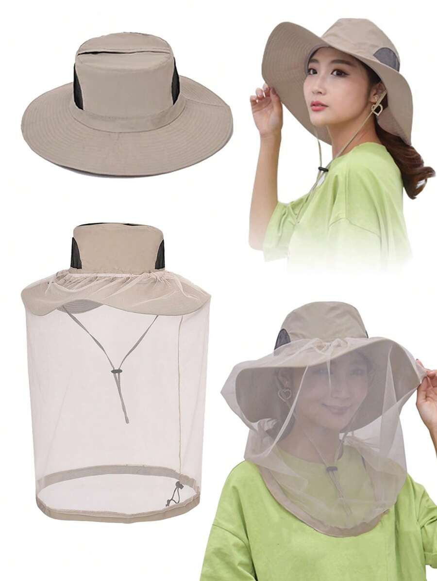 1pc Mosquito Net Hat Bug Net Mosquito Face Net Mask Bug Cap Outdoors