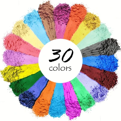 30pcs Natural Grade Mica Powder Set With 30 Colors Pigment, Luminous Effect, For Epoxy Resin/Bath Bomb/Candle/Soap/Dye Making (30 Packs, 5g/Pack)