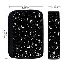 1pc Unique Star & Moon Printed Car Seat Belt Shoulder Pad Cover, Car Interior Shoulder Cushion Cover