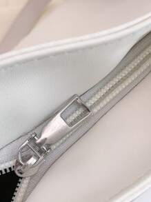 Bolsa de hombro para mujer con cadena y múltiples bolsillos, unicolor - Blanco - Ver 8