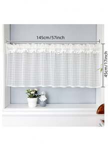 Choicehot Cafe-Rèm Tầng Ngắn, Rèm Nhà Bếp Diềm Riêng Tư Với Tua Rua Quả Cầu Tuyết Thả 45Cm, Rèm Nửa Cửa Sổ Màu Be Cho Phòng Ngủ, Ban Công - trắng - Xem 7