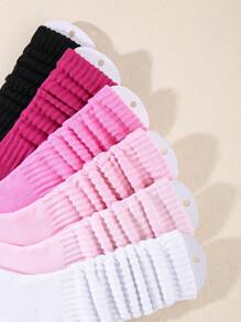 6 pares de calcetines de punto holgados para mujer de otoño e invierno, calcetines arrugados de mujer, calcetines de mujer con lazo, calcetines de mujer de tripulación en color rosa