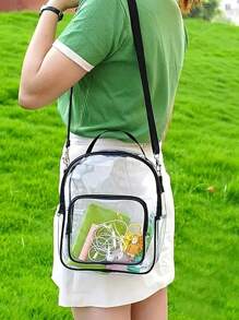 透明斜挎袋，適用於在體育場館、學校和節日中使用，防水透明沙灘運動野餐小吃包，可供女性使用