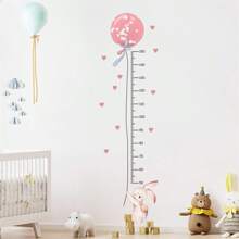 1set Cartoon Rabbit & Pink Balloon Height Measurement Wall Sticker, Self-Adhesive Nursery Room Decorbaby Shower Family Decorations Gifts - Pink - View 4