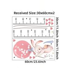1set Cartoon Rabbit & Pink Balloon Height Measurement Wall Sticker, Self-Adhesive Nursery Room Decorbaby Shower Family Decorations Gifts - Pink - View 6