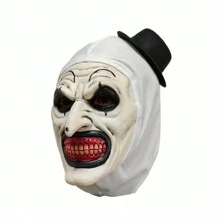 1 pieza de máscara de diablo Joker de sombrero negro aterrador, accesorio de broma de tocado de zombi sangriento de látex, accesorio de foto de cosplay de Halloween, accesorio de maquillaje y disfraz de fiesta - Beis - Ver 3