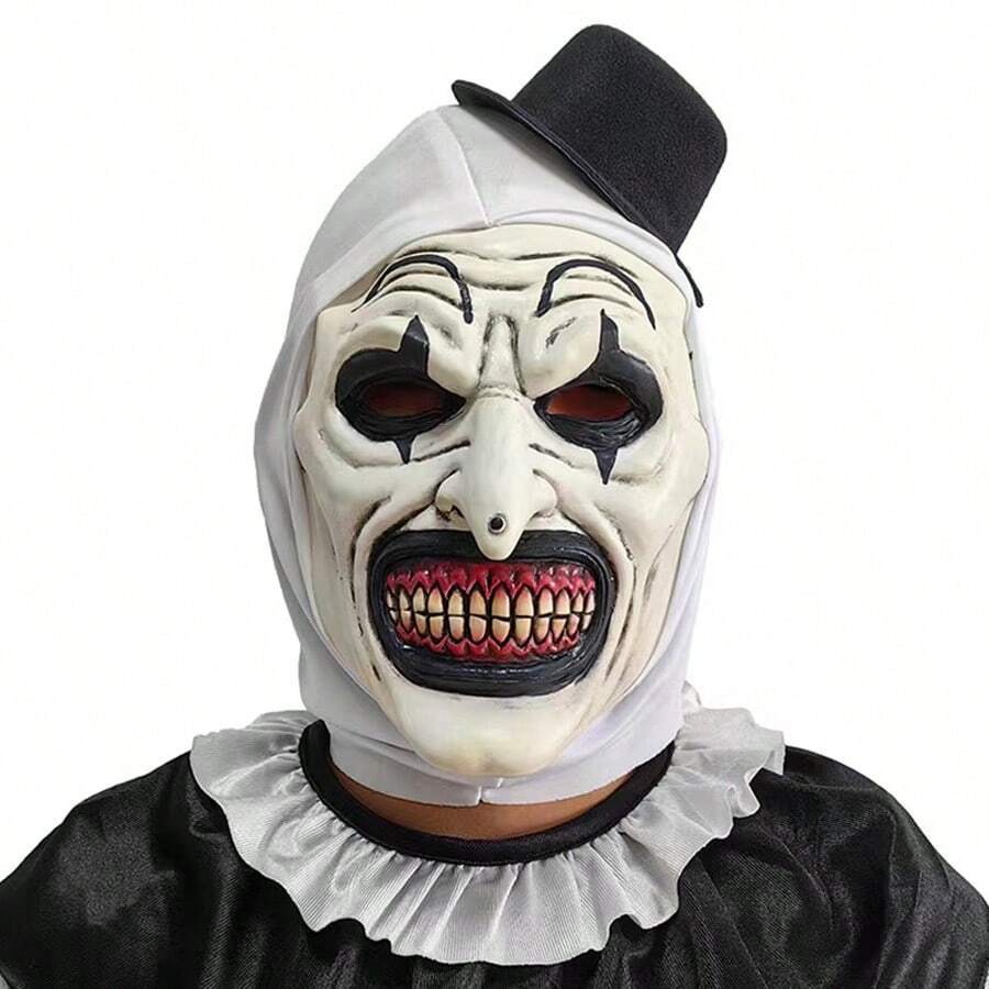 1 pieza de máscara de diablo Joker de sombrero negro aterrador, accesorio de broma de tocado de zombi sangriento de látex, accesorio de foto de cosplay de Halloween, accesorio de maquillaje y disfraz de fiesta - Beis - Ver 1