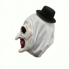 1 pieza de máscara de diablo Joker de sombrero negro aterrador, accesorio de broma de tocado de zombi sangriento de látex, accesorio de foto de cosplay de Halloween, accesorio de maquillaje y disfraz de fiesta - Beis - Ver 4