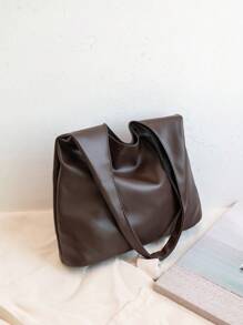 Large Capacity Simple Fashion Shoulder Tote Bag, 1 Piece PU Leather Solid Color Lady's Tote Bag, Business Casual, Waterproof Shoulder Bag, Suitable For Girls, Students, Career Newcomers And White Collar Workers, Very Suitable For Work, Business Travel, Commuting, Outdoor Activities, Mommy Bag, Maternity Bag, Best Mother's Day Gift Ideas, Mother Day Gifts, Mom Gifts, Mommy's Essentials, Mommy Bag For Going Out