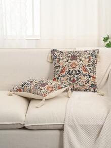 1pc European Floral & Bird Jacquard Decorative Cushion Cover Or Lumbar Pillow Case, Suitable For Bedroom, Living Room, Sofa - Multicolor - View 4