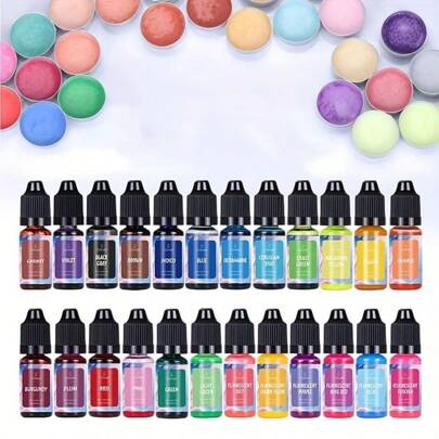 20 Colores 10 ml/0,35 oz Tinte para velas vibrante a base de aceite para hacer velas caseras - Concentrado - 1 botella