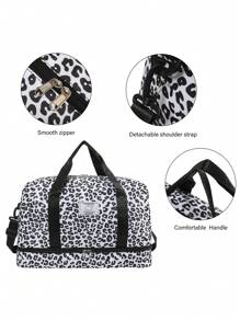 Luxury Leopard Pattern Weekender Duffel With Wet Pocket Shoe Compartment, Large Capacity Hospital Bags For Labor And Delivery Waterproof Overnight Crossbody Handbag, Lightweight Carry On Luggage Bag For Sports Gym, Yoga Handbags Hand Bag Hand Bags Gym Bag For Holiday Outdoor Weekend Bag For Business Vacation Back To School And Women Unisex StudentholidayLeopardOvernight Bag For Suitcase Duffle Bag Duffel Bag For Luggage Carry On Bag College Bag Luggage Bags Weekender Bag Leopard Print Winter - Multicolor - View 9