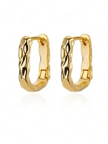 1Pair U-Shaped Square Hoop Earrings For Women Luxury Stainless Steel Circle Earring 2025 Fashionable New Wedding Aesthetic Jewelry - Yellow Gold - View 6