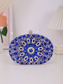 One Pc Blue Rhinestone Sunflower Evening Bag.Women's Clutch For Party, Club, Wedding, Glamorous Rhinestone Bag - Royal Blue - View 4