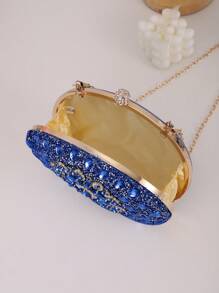 One Pc Blue Rhinestone Sunflower Evening Bag.Women's Clutch For Party, Club, Wedding, Glamorous Rhinestone Bag - Royal Blue - View 7