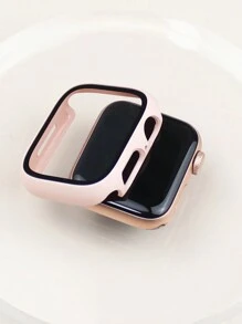 1件裝 硬PC保護殼附強化玻璃螢幕保護貼，適用 40mm/41mm/42mm/44mm/45mm/46mm/49mm，防摔防刮，時尚休閒運動風，相容 Ultra/11/10/9/8/7/6/5/4/3/SE，男女通用 - 粉色 - 查看 6