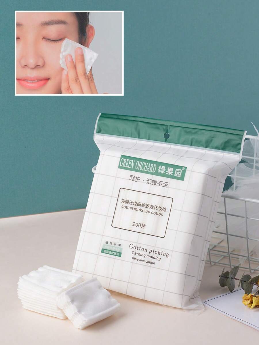 200片装加厚卸妆棉、卸妆湿巾、卸妆膏、卸妆湿巾、方形卸妆棉、无纺布卸妆布 - 白色 - 查看 1