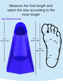 Barbatanas de Mergulho de Natação Durável Modelo Novo Azul Para Exterior Barbatanas de Treinamento de Silicone Não Tóxico Unissex para Natação e Mergulho, Produto para Mergulho, Barbatanas Curtas com Abertura para o Pé e Desenho Novo e Barato de Barbatanas Impermeáveis para Natação