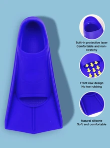 Barbatanas de Mergulho de Natação Durável Modelo Novo Azul Para Exterior Barbatanas de Treinamento de Silicone Não Tóxico Unissex para Natação e Mergulho, Produto para Mergulho, Barbatanas Curtas com Abertura para o Pé e Desenho Novo e Barato de Barbatanas Impermeáveis para Natação