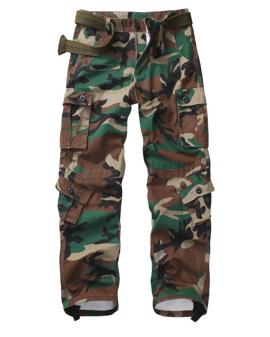 TRGPSG Men's Relaxed Fit Cargo Pants With Pockets, Outdoor Camo Cotton Work Pants For Men(No Belt) - Jungle Camo - View 1