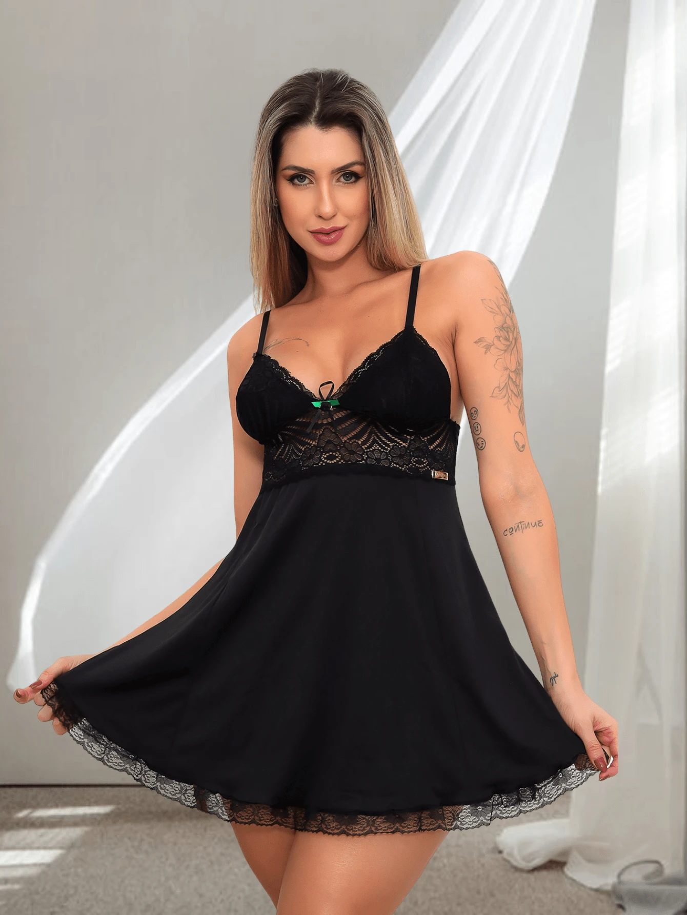 Plus Size Nightgowns & Sleepshirts - 黑色 - 查看 1