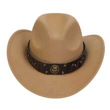 1pc Bull Head Western Cowboy Knitted Hat Gunslinger Felt Cowgirl Unisex Cap With Drooping Brim, Jazz Hat, Horse Riding Hat, Outdoor Camping Warm Gift Hat, Personalized Jazz Hat,  Knitted Hat, Retro Hat, British Style Performing Dance Matching Prop, Adult Texan Cowgirl Hat Fancy Dress Party Accessory Country Western Rancher Jazz Panama Hats Godfather Cap