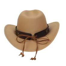1pc Bull Head Western Cowboy Knitted Hat Gunslinger Felt Cowgirl Unisex Cap With Drooping Brim, Jazz Hat, Horse Riding Hat, Outdoor Camping Warm Gift Hat, Personalized Jazz Hat,  Knitted Hat, Retro Hat, British Style Performing Dance Matching Prop, Adult Texan Cowgirl Hat Fancy Dress Party Accessory Country Western Rancher Jazz Panama Hats Godfather Cap