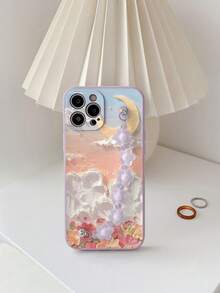 Moon And Flower Thickened Floral Anti-Drop Phone Case - Purple - View 2