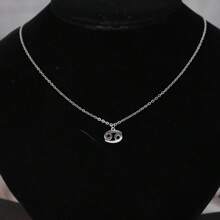 1pc Stainless Steel Lock & Square Chain Zodiac Pendant Necklace With 12 Constellation Signs And Birthday Gift Card - Silver - View 7