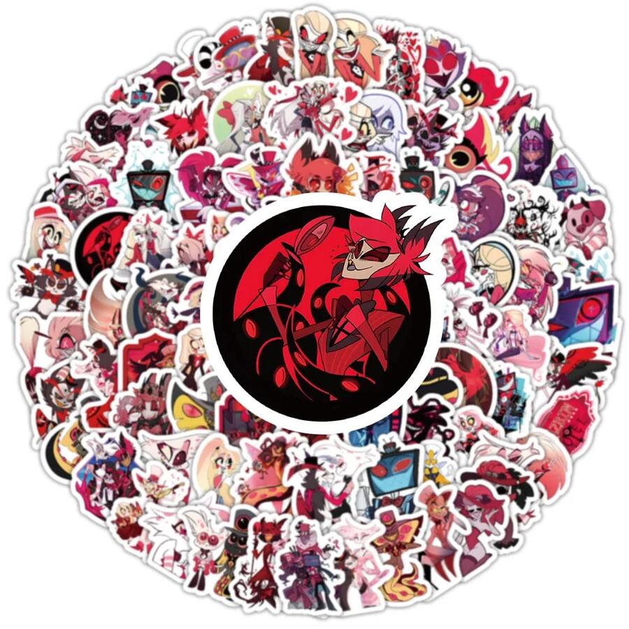 Set 50 Pz Stikers  Charlie Alastor Angel Dust - Black - View 1